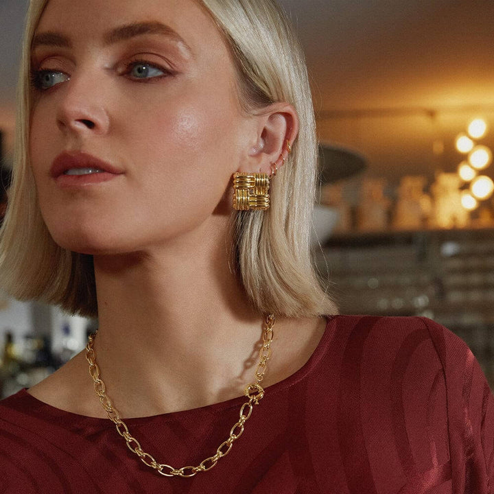 Daisy London 18ct Gold Plate Polly Sayer Oversized Lattice Stud Earrings - MococoDaisy LondonSPE10_GPEarrings