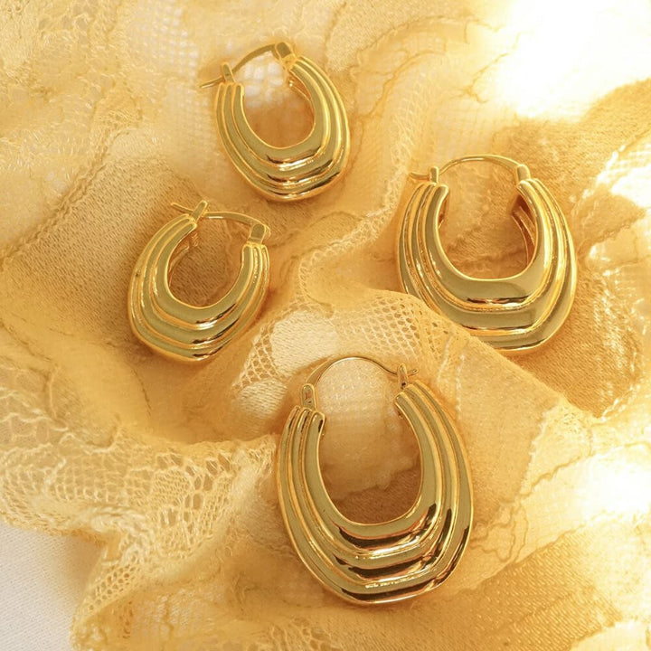 Daisy London 18ct Gold Plate Polly Sayer Ridge Hoop Earring Stack - MococoDaisy LondonGSET152_GPEarrings
