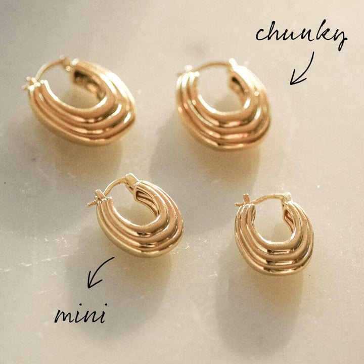 Daisy London 18ct Gold Plate Polly Sayer Ridge Hoop Earring Stack - MococoDaisy LondonGSET152_GPEarrings