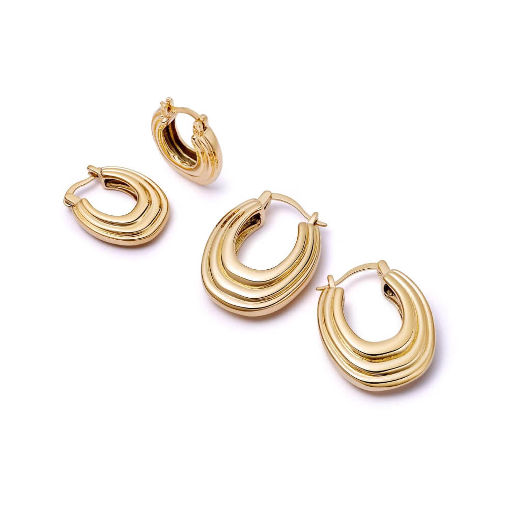Daisy London 18ct Gold Plate Polly Sayer Ridge Hoop Earring Stack - MococoDaisy LondonGSET152_GPEarrings