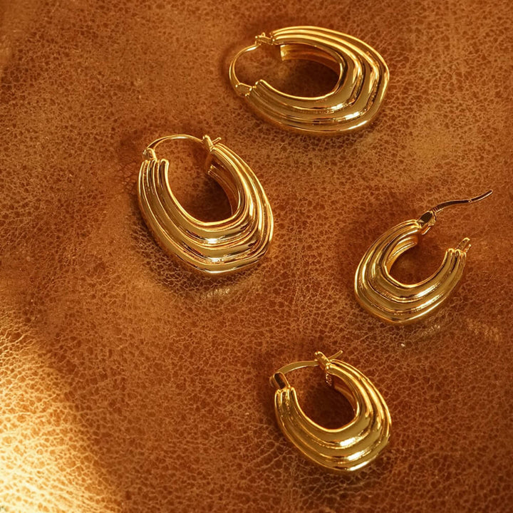 Daisy London 18ct Gold Plate Polly Sayer Ridge Hoop Earring Stack - MococoDaisy LondonGSET152_GPEarrings