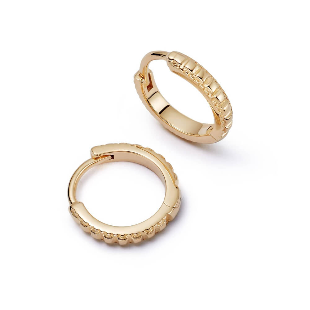 Daisy London 18ct Gold Plate Polly Sayer Ridge Huggie Hoop Earrings - MococoDaisy LondonSPE04_GPEarrings