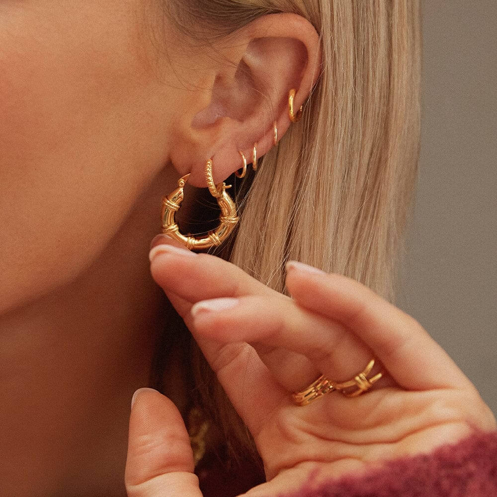 Daisy London 18ct Gold Plate Polly Sayer Ridge Huggie Hoop Earrings - MococoDaisy LondonSPE04_GPEarrings