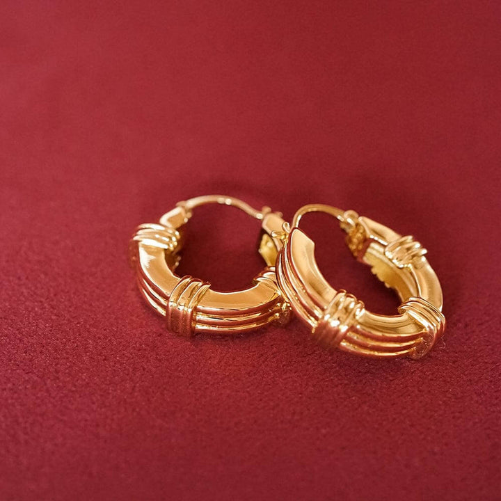 Daisy London 18ct Gold Plate Polly Sayer Triple Ridge Chunky Hoop Earrings - MococoDaisy LondonSPE09_GPEarrings