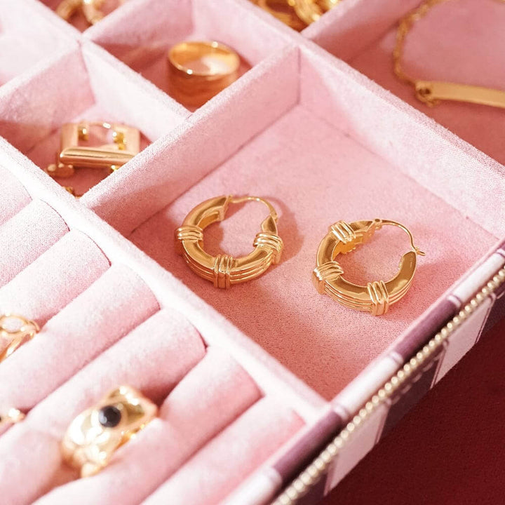 Daisy London 18ct Gold Plate Polly Sayer Triple Ridge Chunky Hoop Earrings - MococoDaisy LondonSPE09_GPEarrings