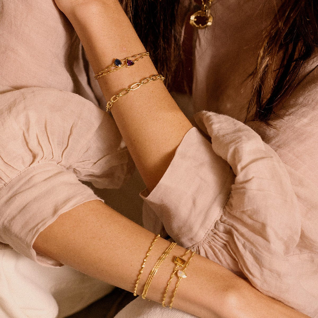 Daisy London 18ct Gold Plate Recycled Silver Birthstone Charm Bracelet with Gemstones - MococoDaisy LondonBSBR13_GPBracelets