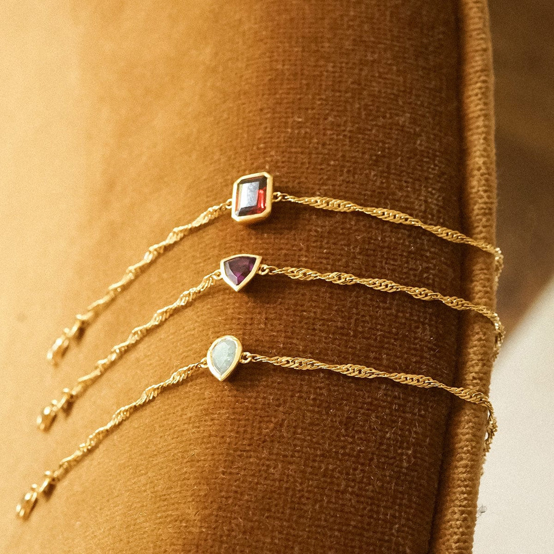 Daisy London 18ct Gold Plate Recycled Silver Birthstone Charm Bracelet with Gemstones - MococoDaisy LondonBSBR13_GPBracelets