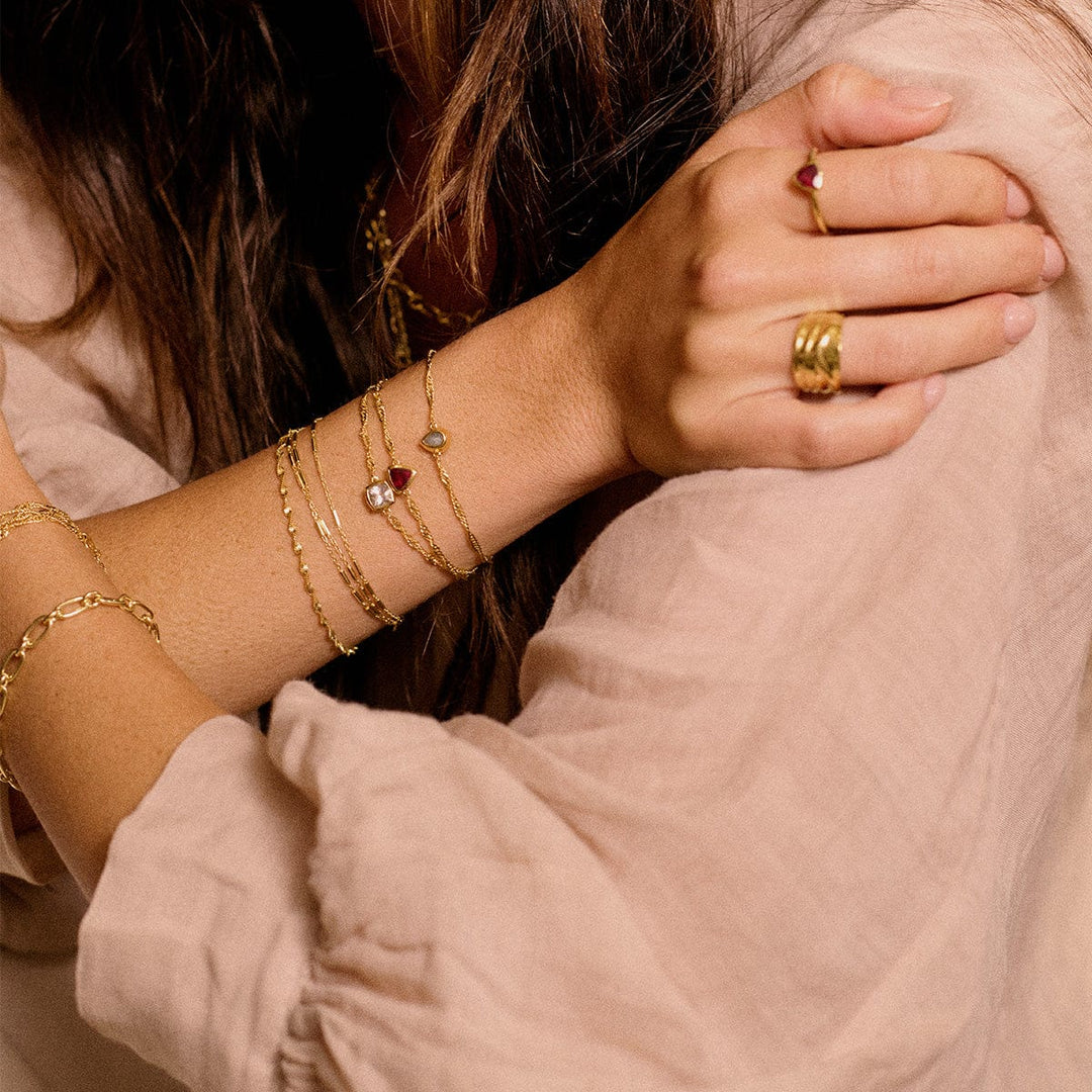 Daisy London 18ct Gold Plate Recycled Silver Birthstone Charm Bracelet with Gemstones - MococoDaisy LondonBSBR13_GPBracelets