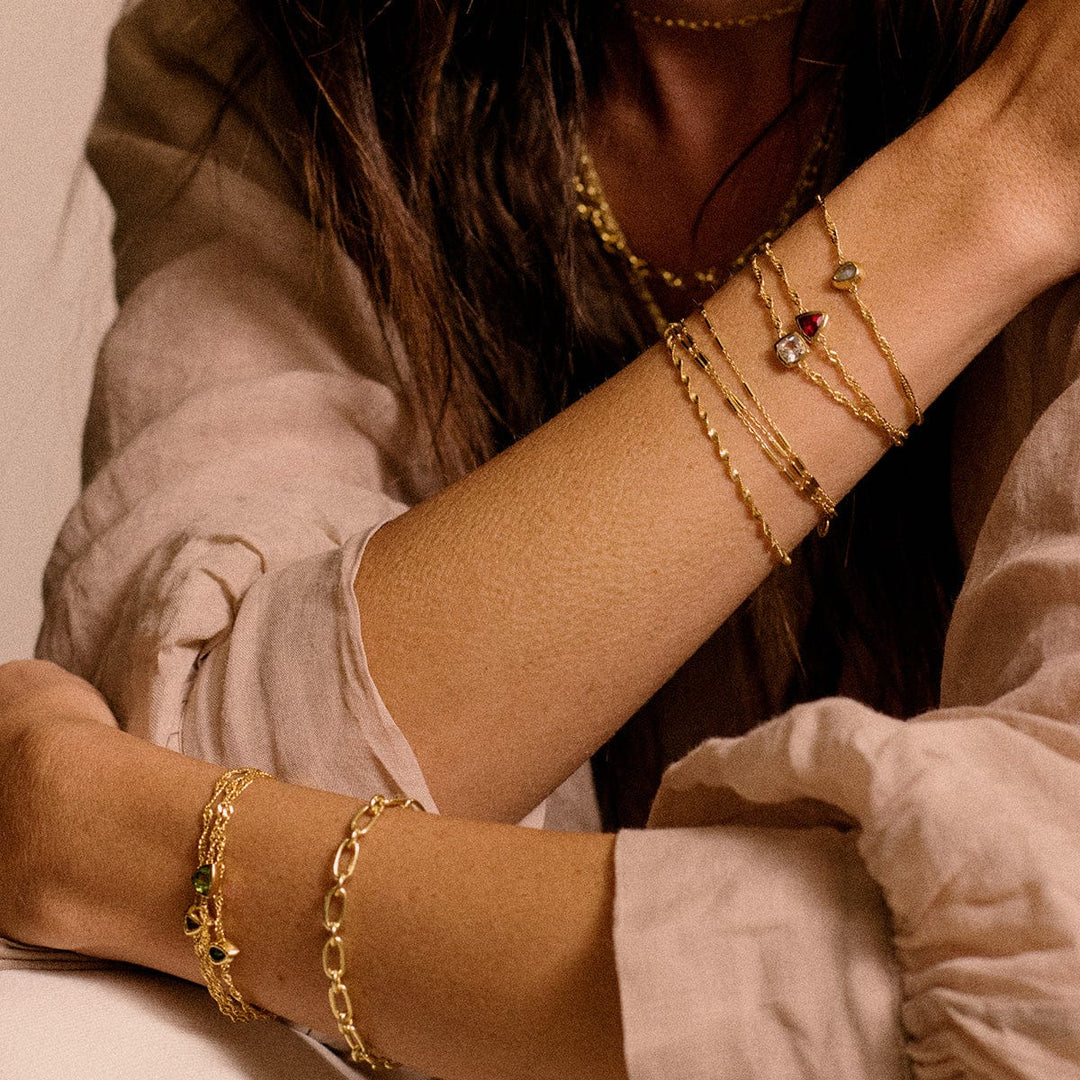 Daisy London 18ct Gold Plate Recycled Silver Birthstone Charm Bracelet with Gemstones - MococoDaisy LondonBSBR13_GPBracelets