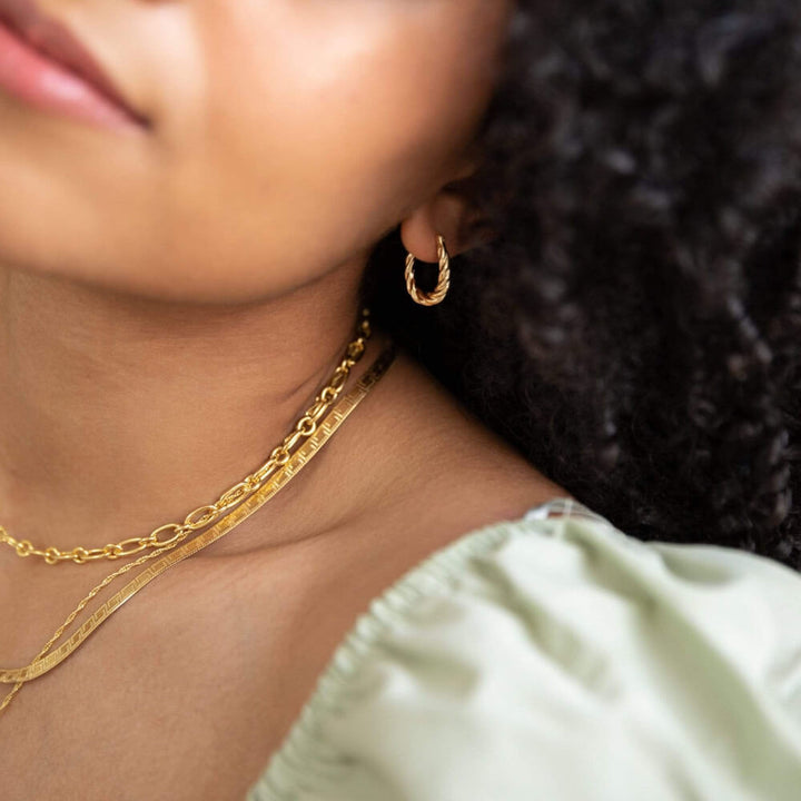 Daisy London 18ct Gold Plate Rope Creole Hoop Earrings - MococoDaisy LondonEB8016_GPEarrings