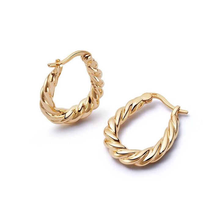 Daisy London 18ct Gold Plate Rope Creole Hoop Earrings - MococoDaisy LondonEB8016_GPEarrings
