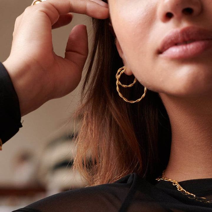 Daisy London 18ct Gold Plate Rope Twist Earring Stack - MococoDaisy LondonGSET112Earrings