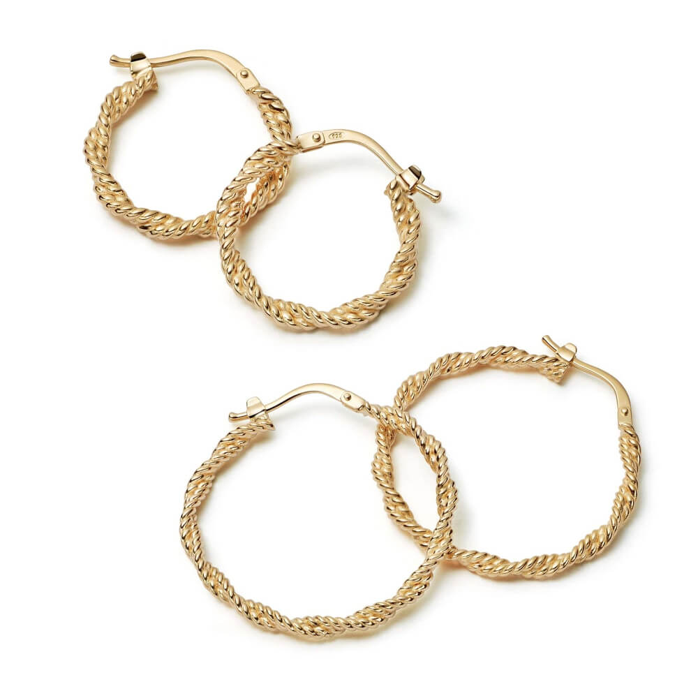 Daisy London 18ct Gold Plate Rope Twist Earring Stack - MococoDaisy LondonGSET112Earrings