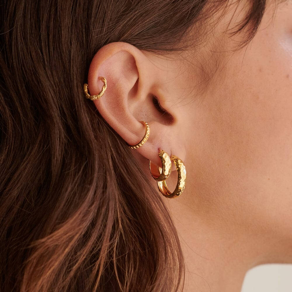 Daisy London 18ct Gold Plate Rope Twist Huggie Hoop Earrings - MococoDaisy LondonE3107_GPEarrings