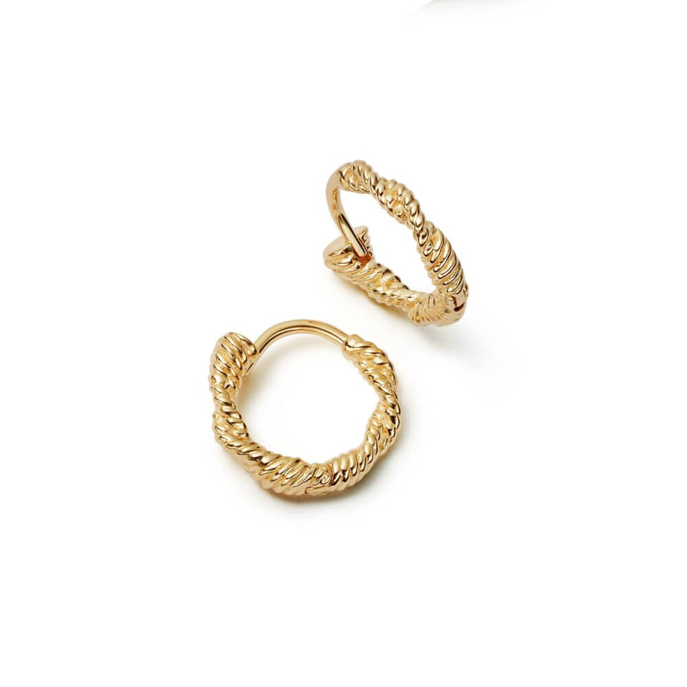 Daisy London 18ct Gold Plate Rope Twist Huggie Hoop Earrings - MococoDaisy LondonE3107_GPEarrings