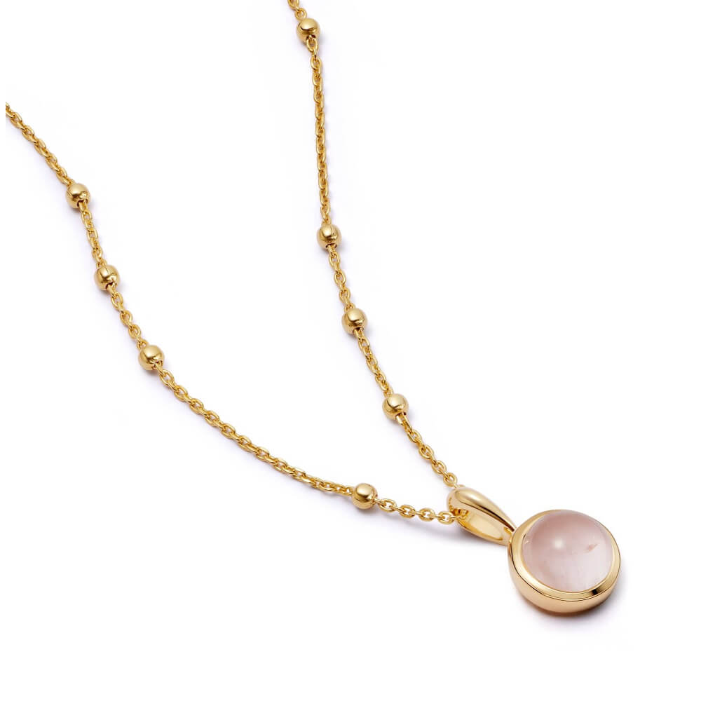Daisy London 18ct Gold Plate Rose Quartz Love Healing Stone Necklace image