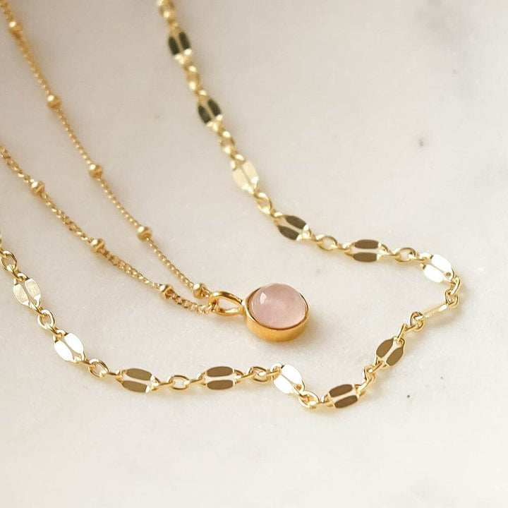 Daisy London 18ct Gold Plate Rose Quartz Love Healing Stone Necklace - MococoDaisy LondonHN2005_GP5056104131770Necklace