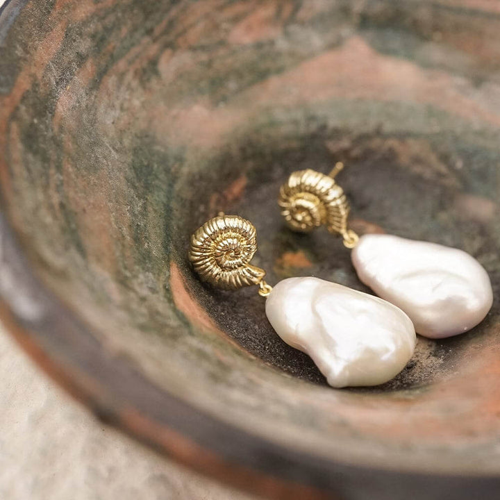 Daisy London 18ct Gold Plate Shell Baroque Pearl Drop Earrings - MococoDaisy LondonSE16_GPEarrings