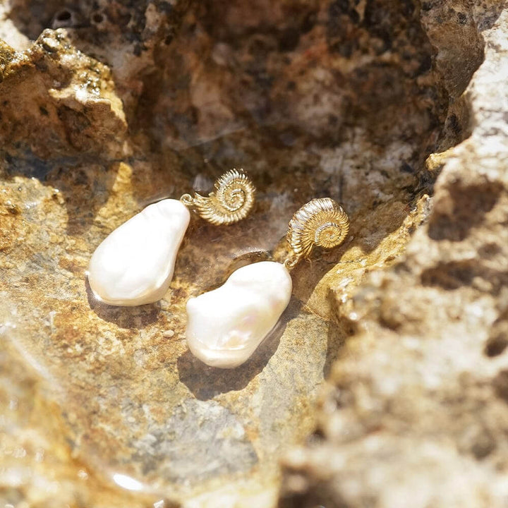 Daisy London 18ct Gold Plate Shell Baroque Pearl Drop Earrings - MococoDaisy LondonSE16_GPEarrings