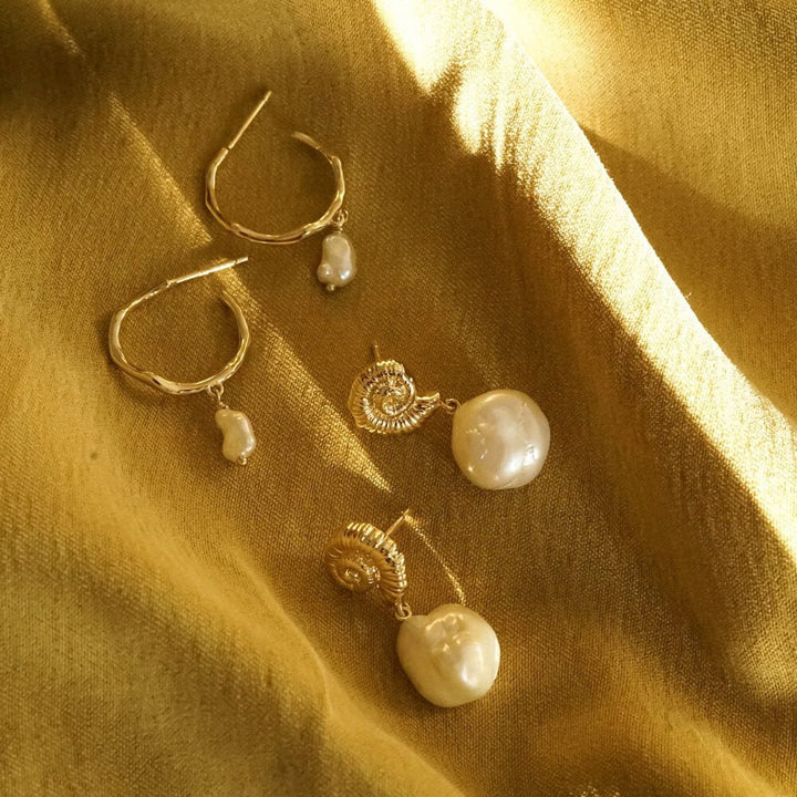 Daisy London 18ct Gold Plate Shell Baroque Pearl Drop Earrings - MococoDaisy LondonSE16_GPEarrings