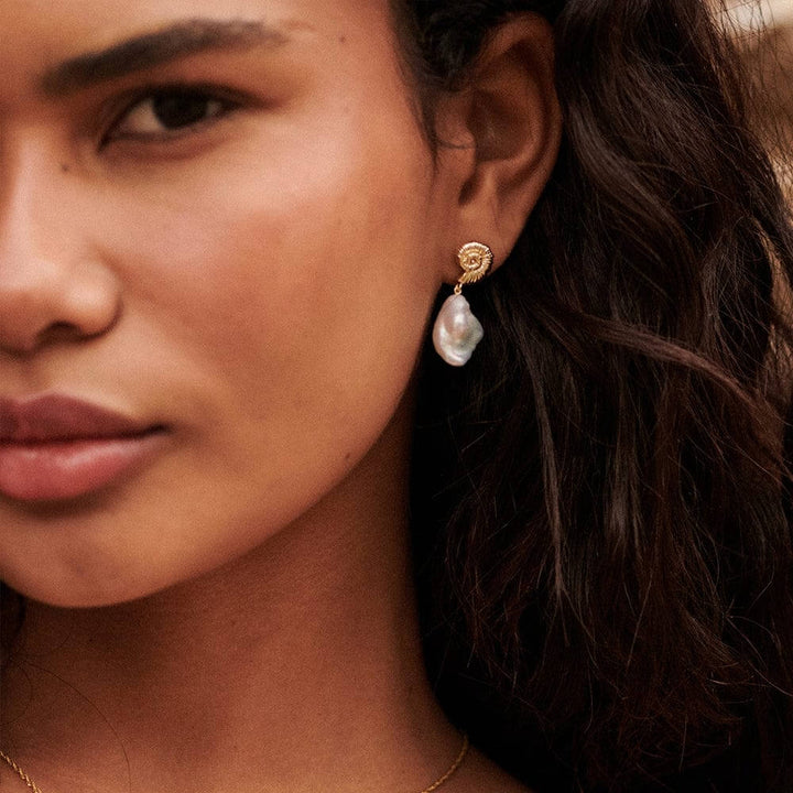 Daisy London 18ct Gold Plate Shell Baroque Pearl Drop Earrings - MococoDaisy LondonSE16_GPEarrings