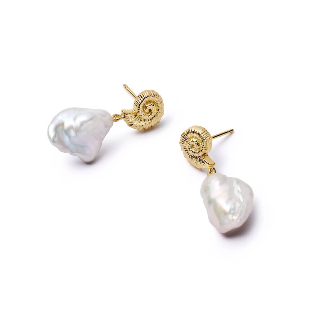Daisy London 18ct Gold Plate Shell Baroque Pearl Drop Earrings - MococoDaisy LondonSE16_GPEarrings