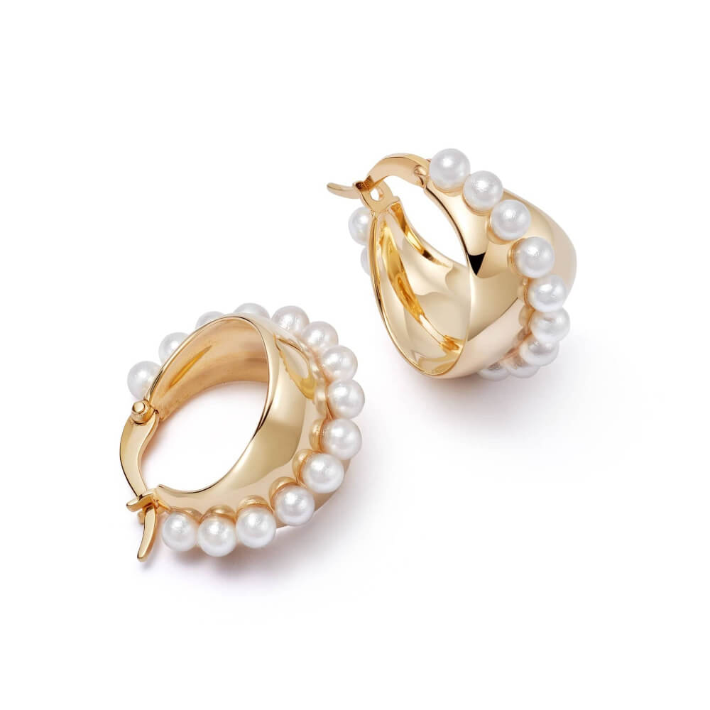 Daisy London 18ct Gold Plate Shrimps Pearl Maxi Hoop Earrings - MococoDaisy LondonSHE004_GPEarrings
