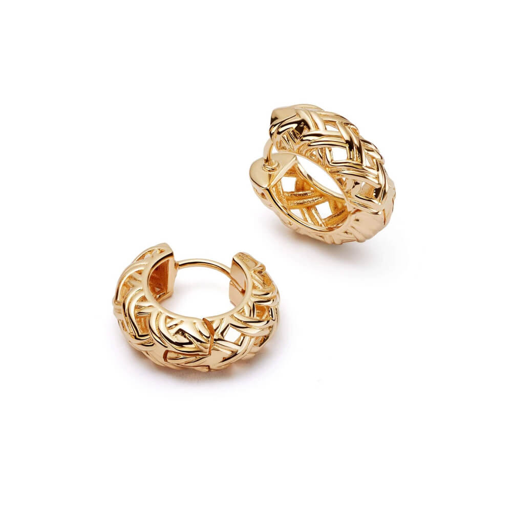 Daisy London 18ct Gold Plate Shrimps Woven Huggie Hoops - MococoDaisy LondonSHE002_GPEarrings