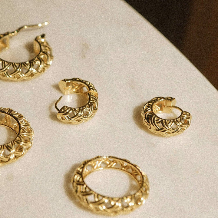 Daisy London 18ct Gold Plate Shrimps Woven Huggie Hoops - MococoDaisy LondonSHE002_GPEarrings