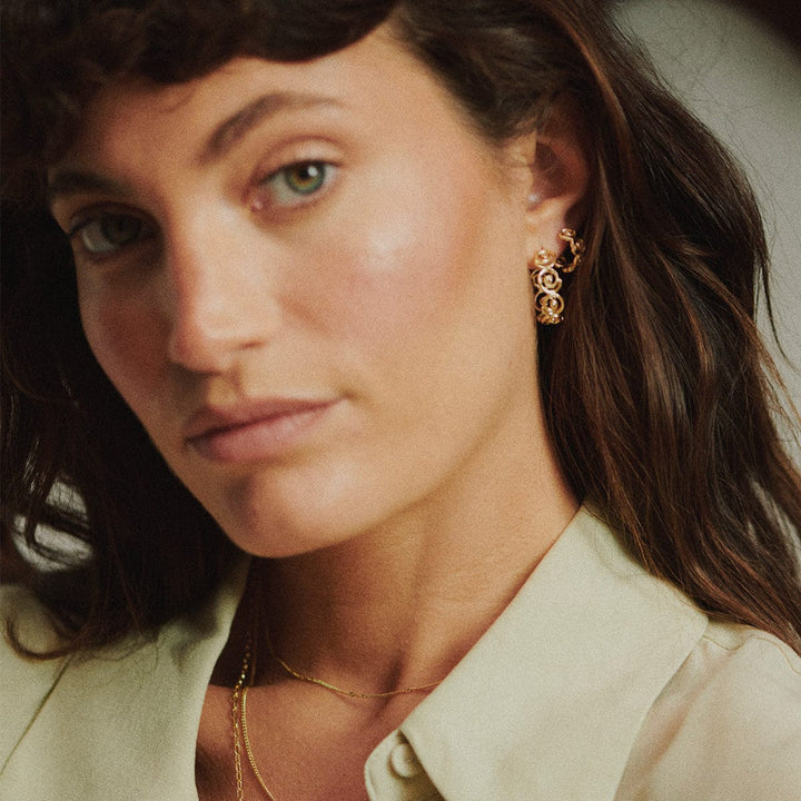 Daisy London 18CT Gold Plate Spiral Hoop Earrings 1