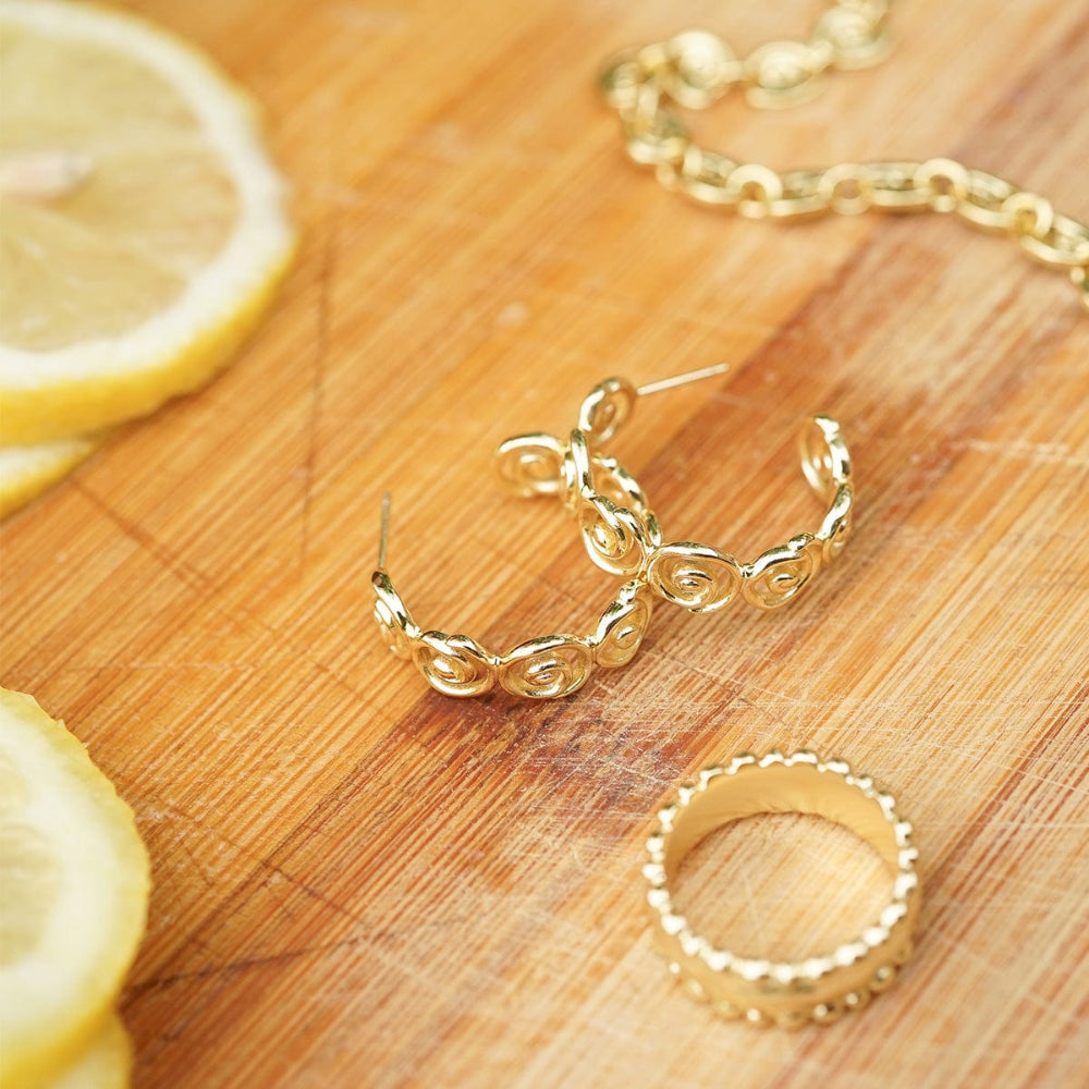 Daisy London 18CT Gold Plate Spiral Hoop Earrings 2