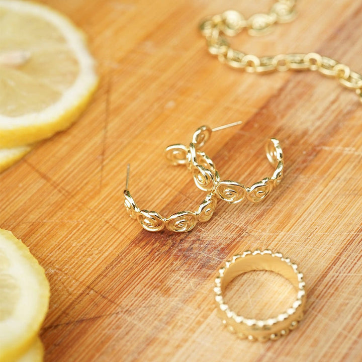 Daisy London 18CT Gold Plate Spiral Hoop Earrings 2