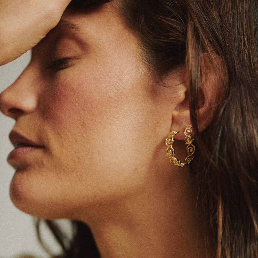 Daisy London 18CT Gold Plate Spiral Hoop Earrings 3