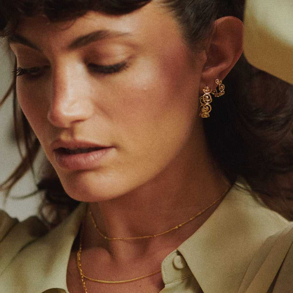 Daisy London 18CT Gold Plate Spiral Mini Hoop Earrings image 2