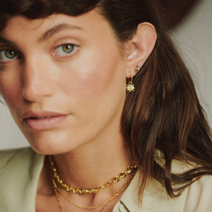 Daisy London 18CT Gold Plate Spiral Sun Charm Earrings image 3