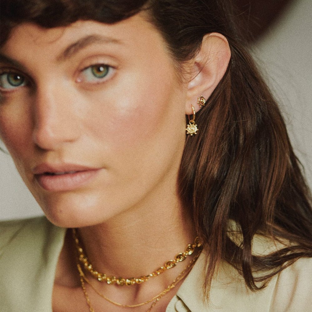 Daisy London 18CT Gold Plate Spiral Sun Charm Earrings - MococoDaisy LondonSE22_GP5056104135440Earrings