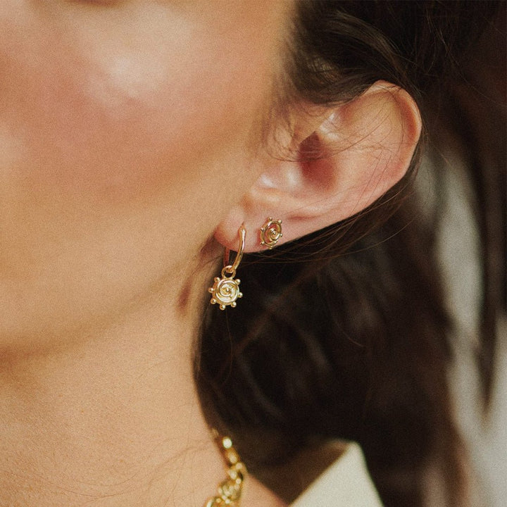 Daisy London 18CT Gold Plate Spiral Sun Charm Earrings - MococoDaisy LondonSE22_GP5056104135440Earrings