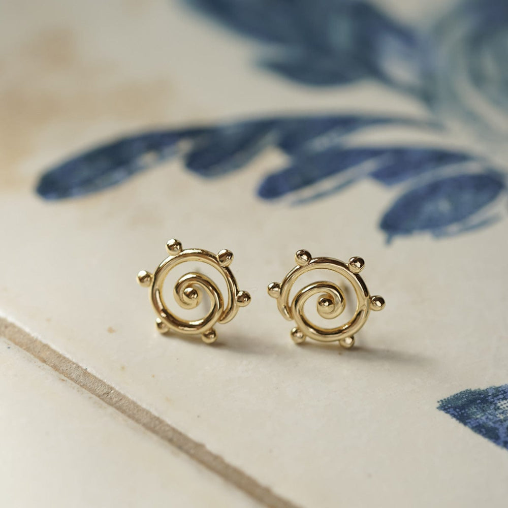 Daisy London 18CT Gold Plate Spiral Sun Maxi Stud Earrings 1