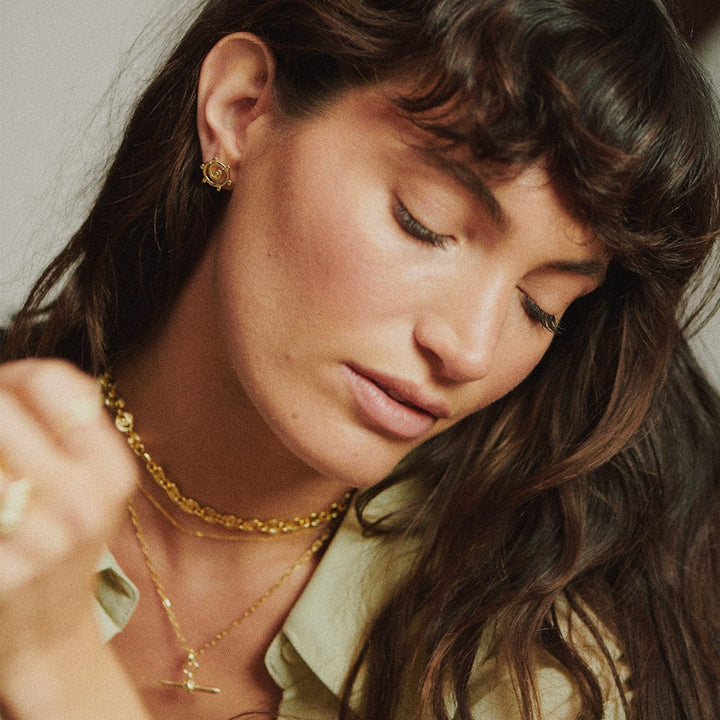 Daisy London 18CT Gold Plate Spiral Sun Maxi Stud Earrings 3