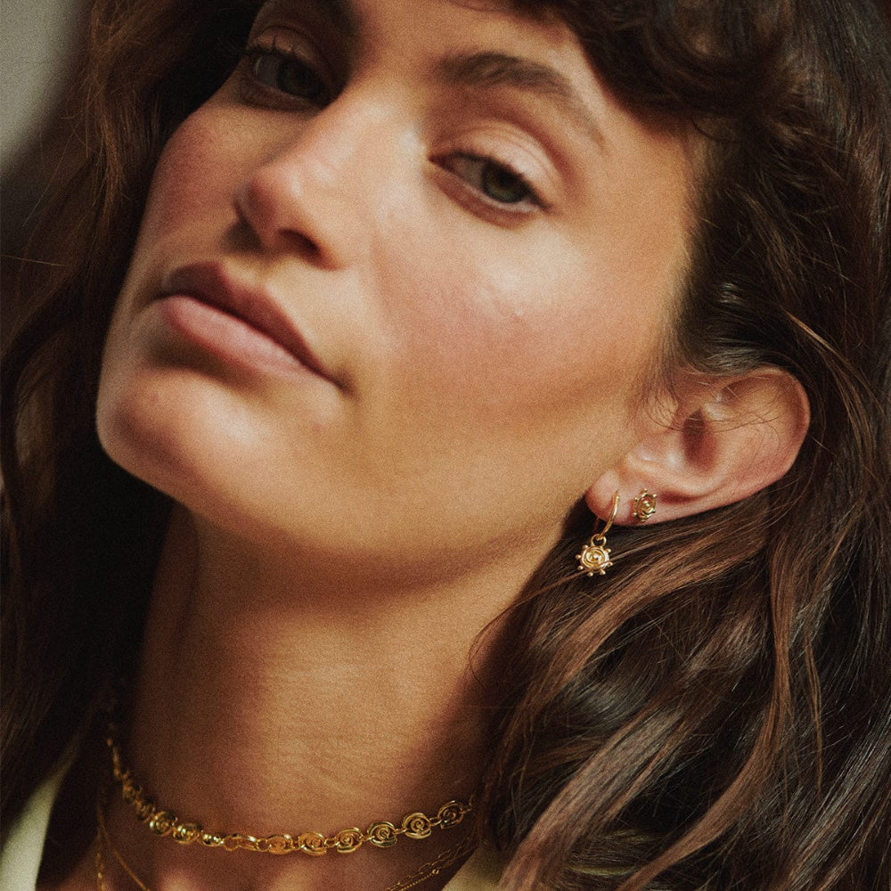 Daisy London 18CT Gold Plate Spiral Sun Mini Stud Earrings 5