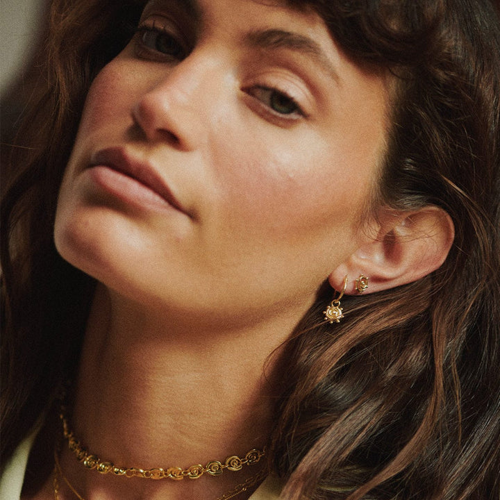 Daisy London 18CT Gold Plate Spiral Sun Mini Stud Earrings 5