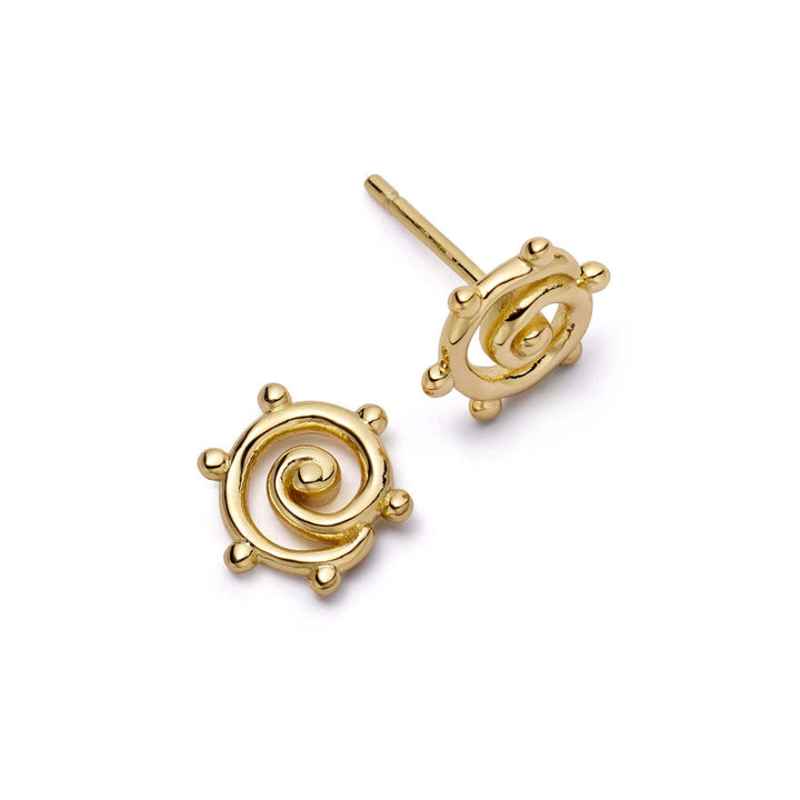 Daisy London 18CT Gold Plate Spiral Sun Mini Stud Earrings 