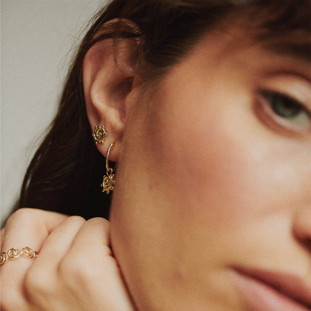 Daisy London 18CT Gold Plate Spiral Sun Mini Stud Earrings - MococoDaisy LondonSE23_GP5056104135464Earrings