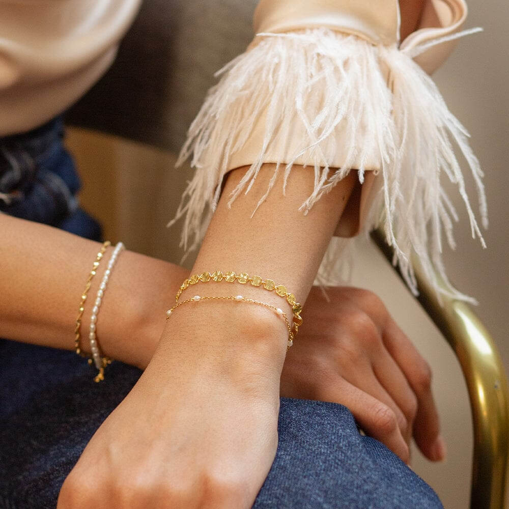 Daisy London 18ct Gold Plate Sunburst Pearl Bracelet Stack - MococoDaisy LondonGSET178_GPBracelets