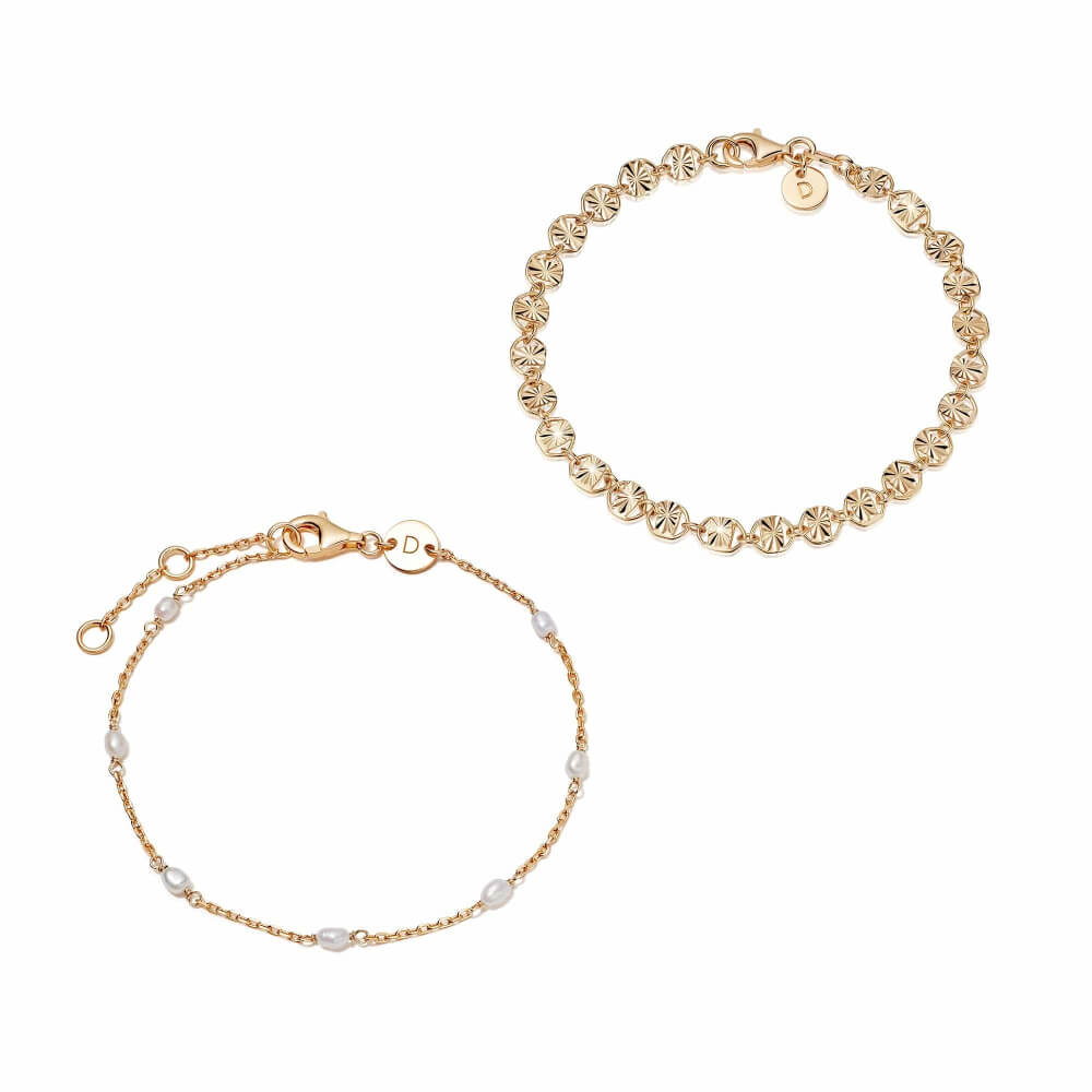 Daisy London 18ct Gold Plate Sunburst Pearl Bracelet Stack - MococoDaisy LondonGSET178_GPBracelets