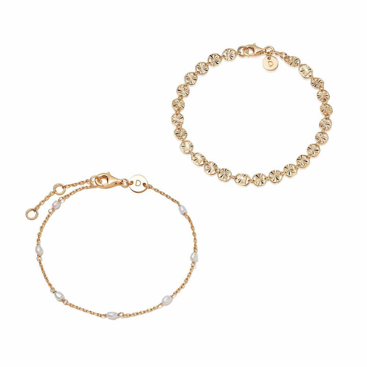 Daisy London 18ct Gold Plate Sunburst Pearl Bracelet Stack - MococoDaisy LondonGSET178_GPBracelets