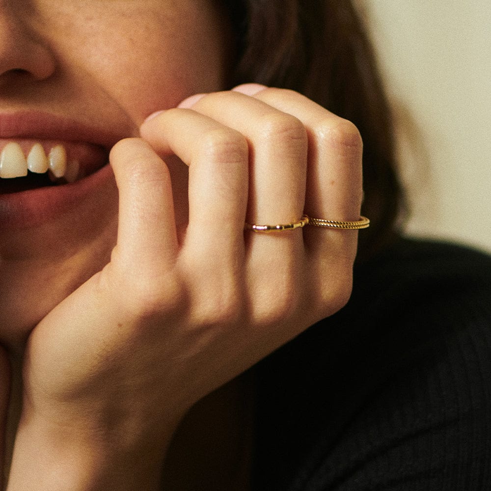 Daisy London 18ct Gold Plate Treasures Double Rope Stacking Ring - MococoDaisy LondonTR02_GP_SRings