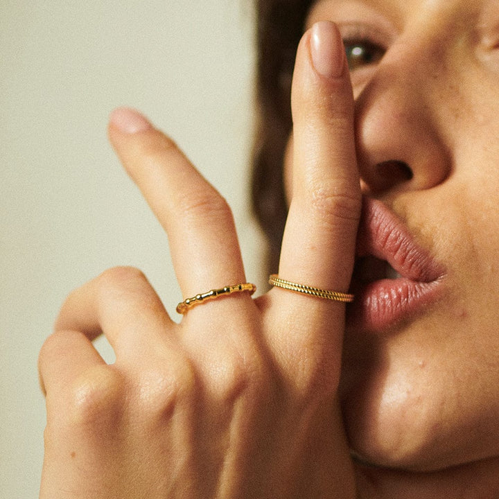 Daisy London 18ct Gold Plate Treasures Double Rope Stacking Ring - MococoDaisy LondonTR02_GP_SRings