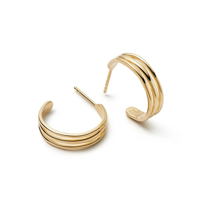Daisy London 18ct Gold Plate Triple Wave Hoop Earrings - MococoDaisy LondonE3115_GPEarrings