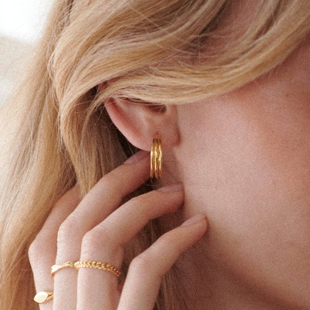 Daisy London 18ct Gold Plate Triple Wave Hoop Earrings - MococoDaisy LondonE3115_GPEarrings